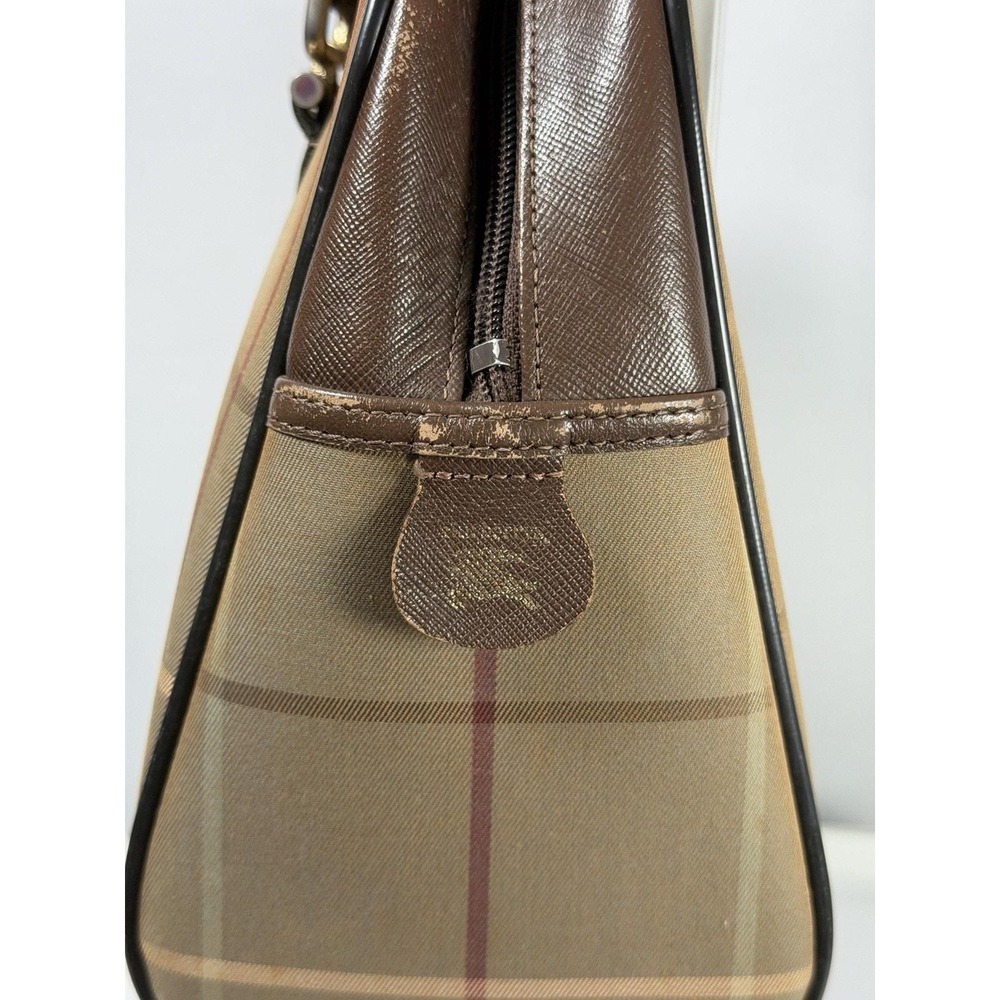 0010. Burberrys Nova Check Hand Bag Canvas Brown Gold Auth mr1966 - Picture 7 of 8